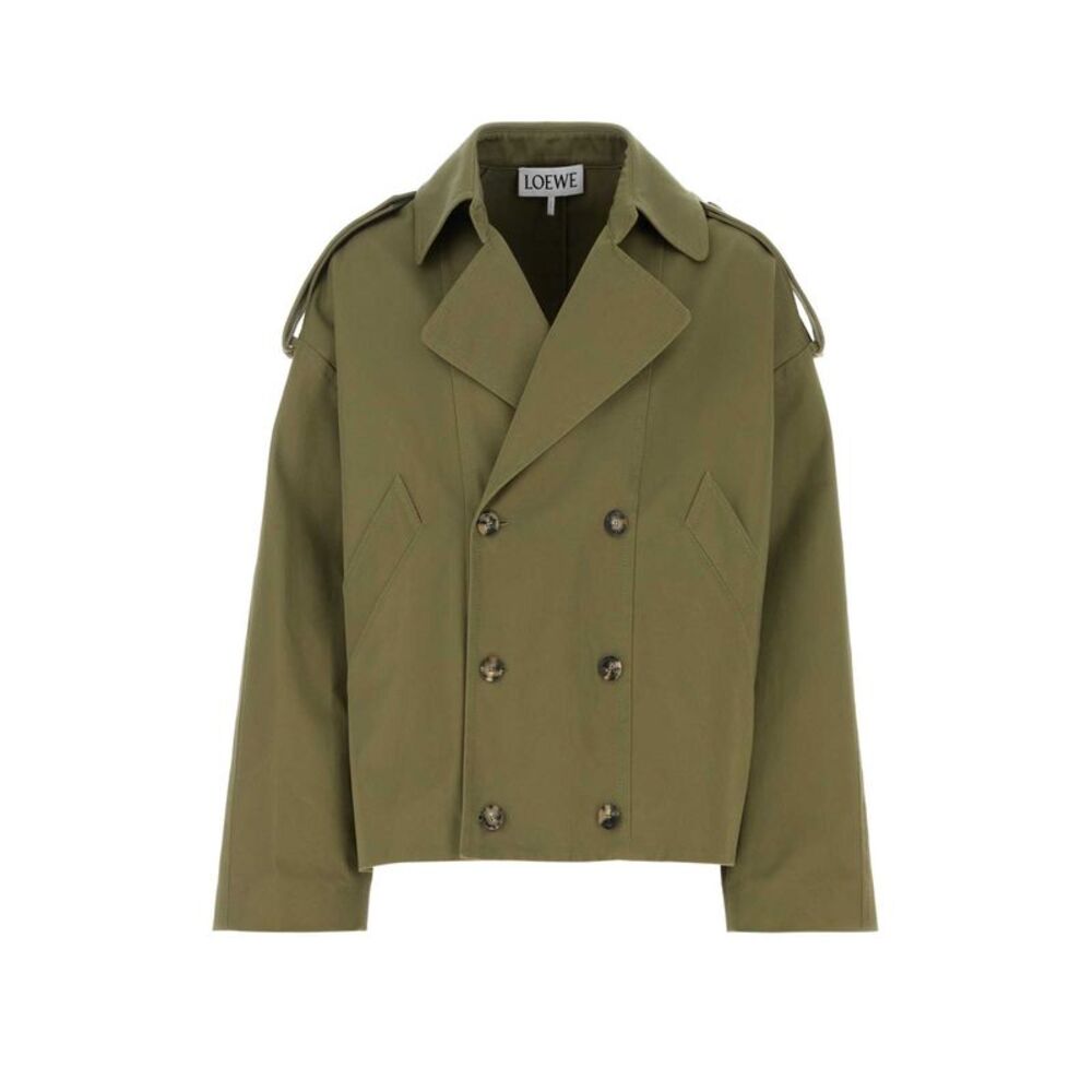 Loewe Men Green Cotton Trench Coat